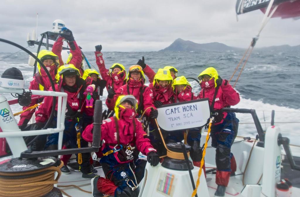 March, 2015. Leg 5 to Itajai onboard Team SCA. Day 14. Team SCA rounding Cape Horn. © Anna-Lena Elled/Team SCA